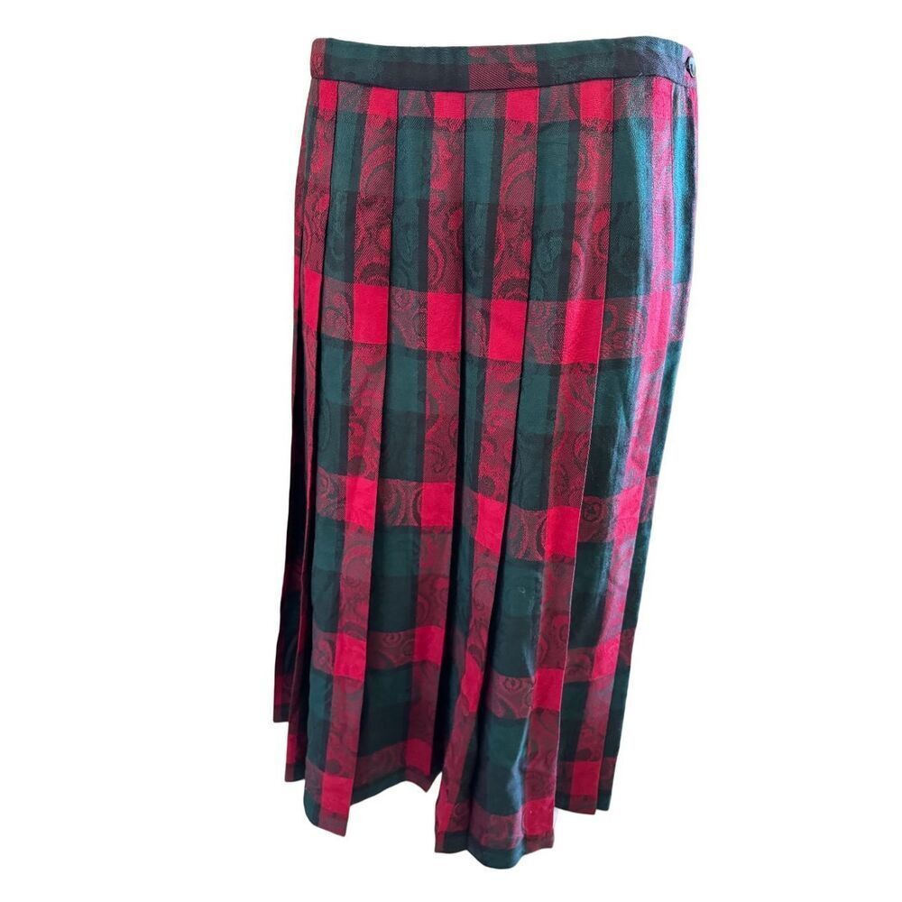 Pendleton women's size 12 plaid school girl skirt 100% pure virgin wool midi len